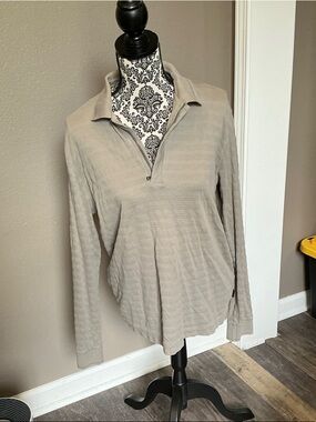 Hugo Boss Beige Long-Sleeve Half-Zip Polo Size L